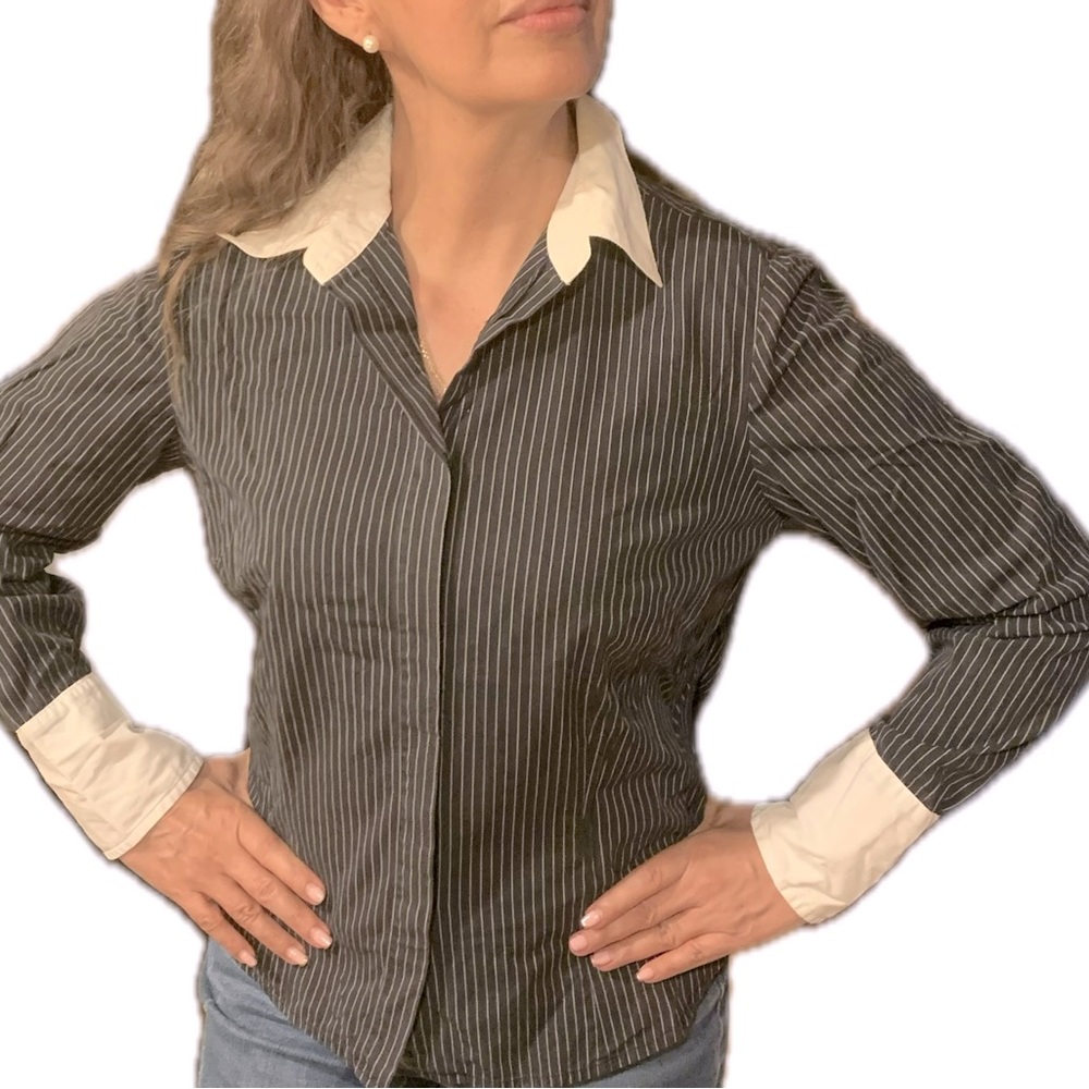 Ecologie Shirt Womens Medium Linen Blouse Long Sleeve Button.